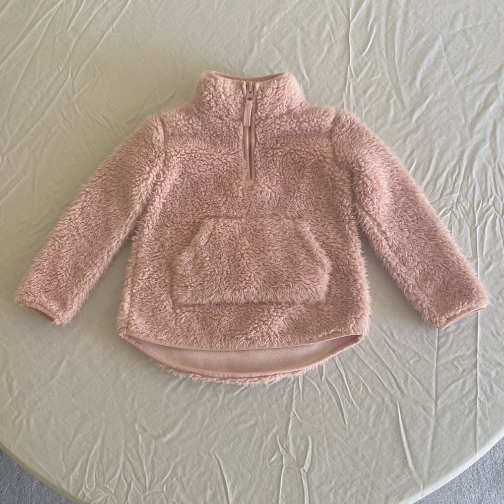 Carters 3T Pink Quarter zip Fleece Pullover with Kangaroo Pocket